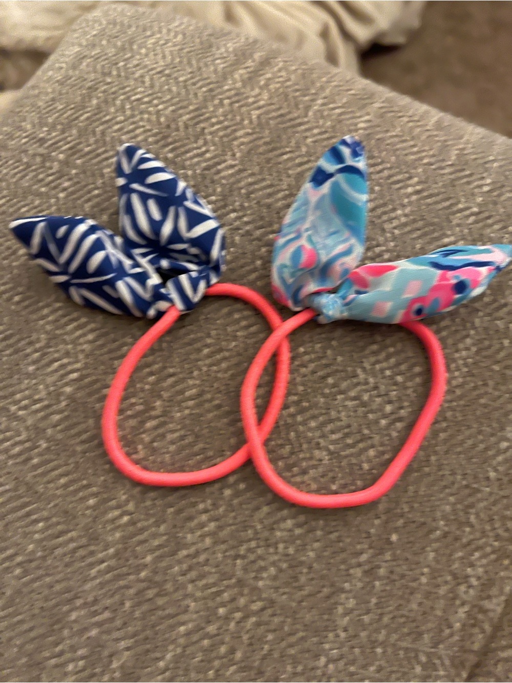 Cute Pink Elastic Hair Ties Bunny Ears - Kids Accessories. Set of 2